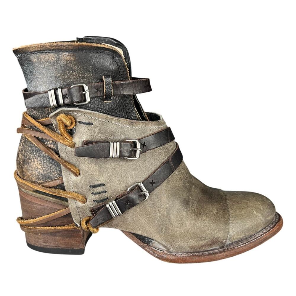 Freebird By Steven Crue Brown Distressed Leather Ankle Boot Size US 7